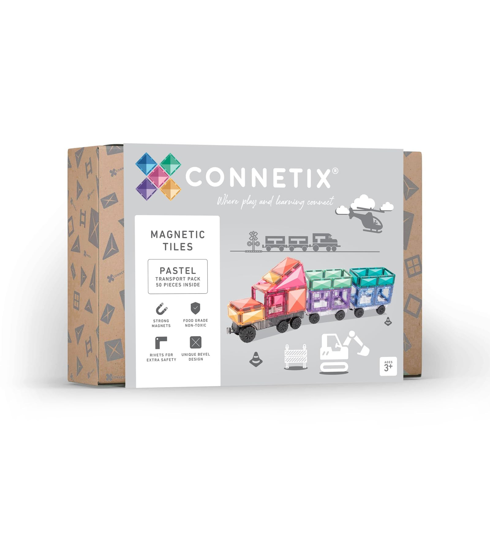 Connetix Magnetic Tiles Pastel Transport Pack, 50 Pieces | Amazon (US)