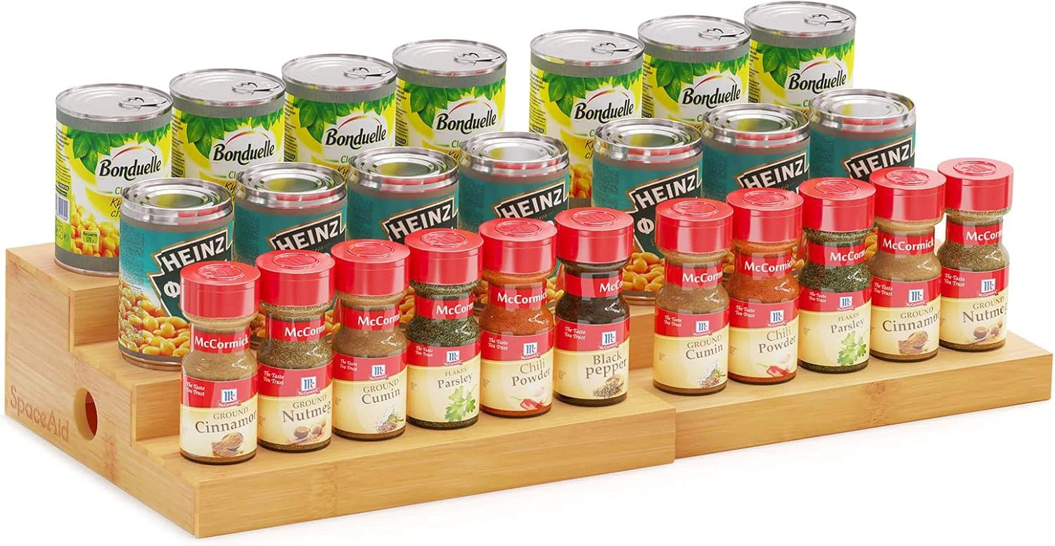 3-Tier Bamboo Spice Rack Organizer for Cabinet, Kitchen Pantry & Seasoning Storage Shelf | Wayfair North America