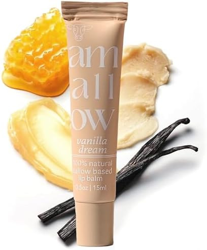 Amallow All Natural Tallow Lip Balm Squeezable Tube - Grass Fed/Finished Beef Tallow + Organic Be... | Amazon (US)