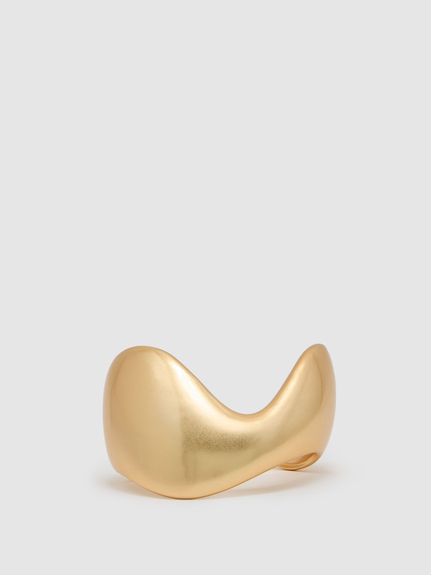 Sculpted Wave Cuff in Gold Tone | Reiss UK
