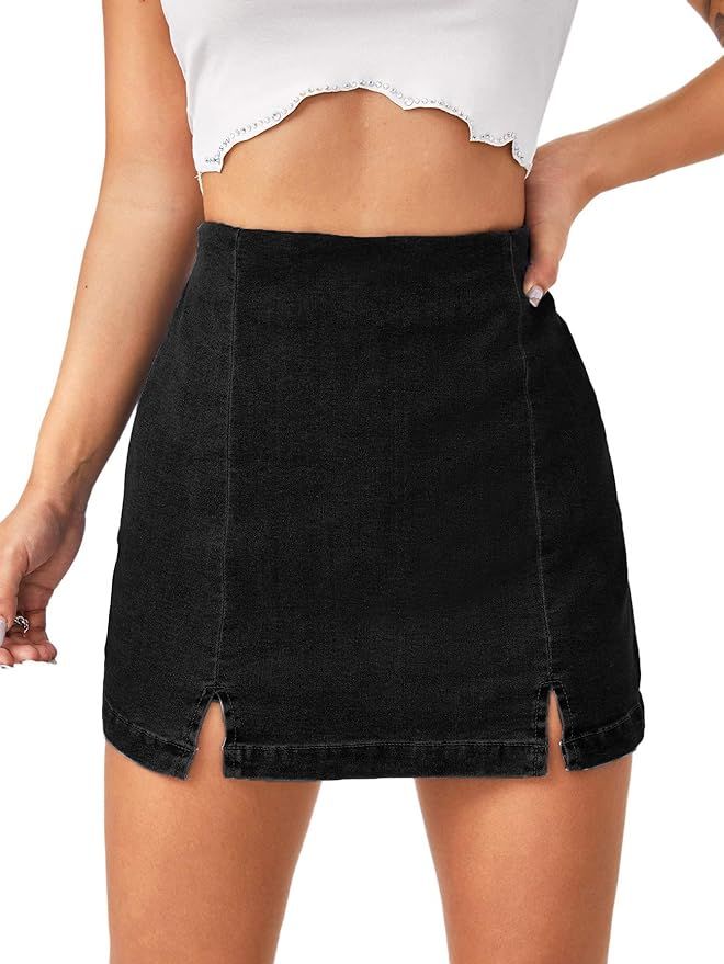 Floerns Women's Casual Split Hem High Waist Denim Skorts Skirt Shorts | Amazon (US)