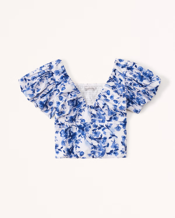 Drama Puff Sleeve Poplin Top | Abercrombie & Fitch (US)