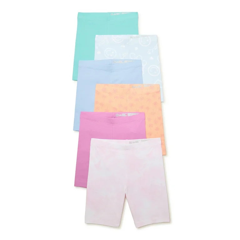 Wonder Nation Girls Jersey Knit Bike Shorts, 6-Pack, Sizes 4-18 & Plus | Walmart (US)