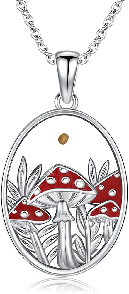 KiiKii Mushroom Necklace for Women 925 Sterling Silver Faith of a Mustard Seed Pendant Red Mushro... | Amazon (US)