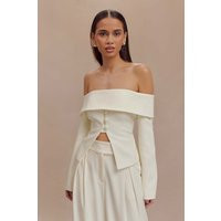 Celene Off Shoulder Jacket - Ivory I MESHKI I Size S | MESHKI US