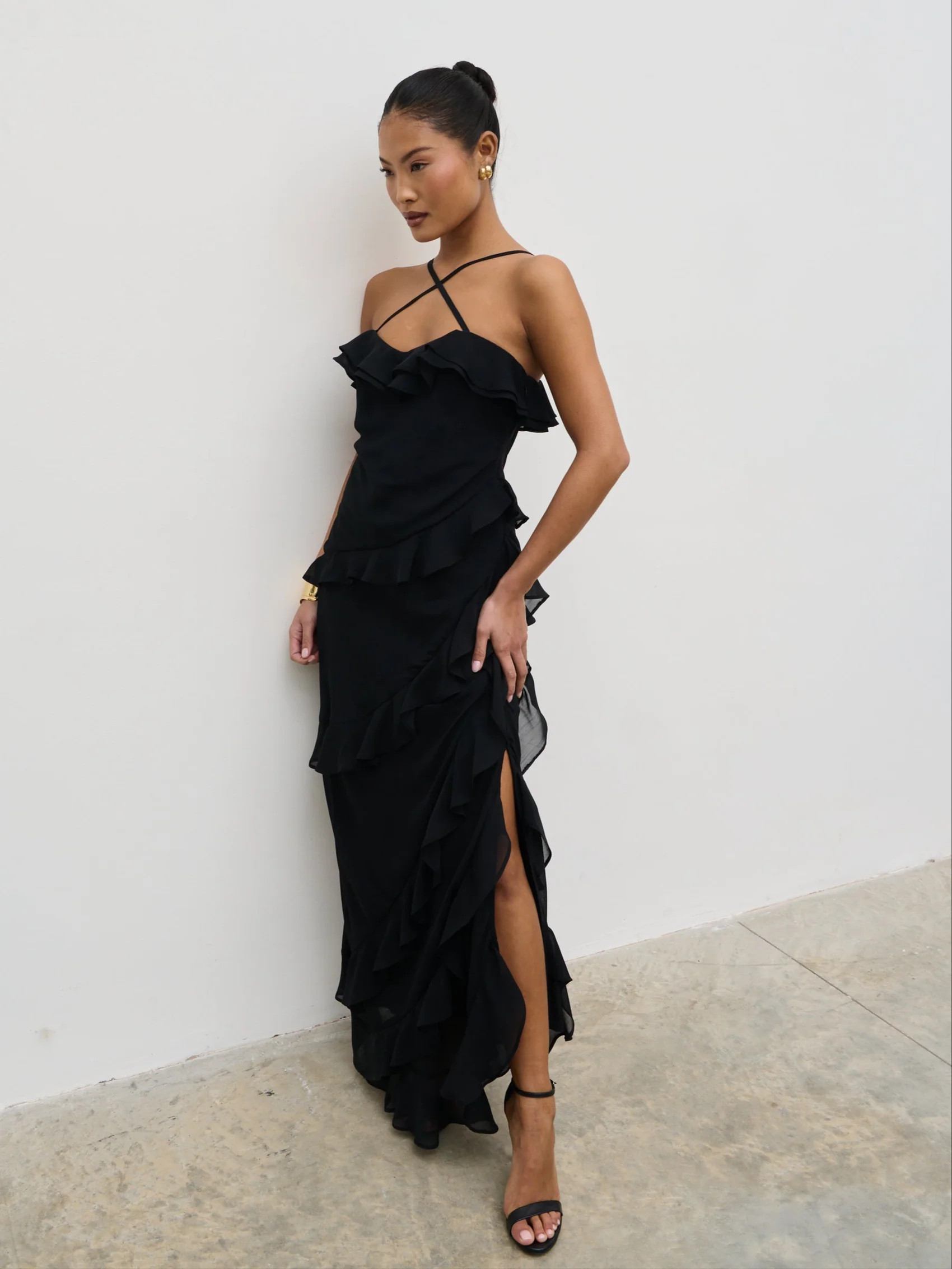 Aryana Ruffle Midaxi Dress | Pretty Lavish (UK)