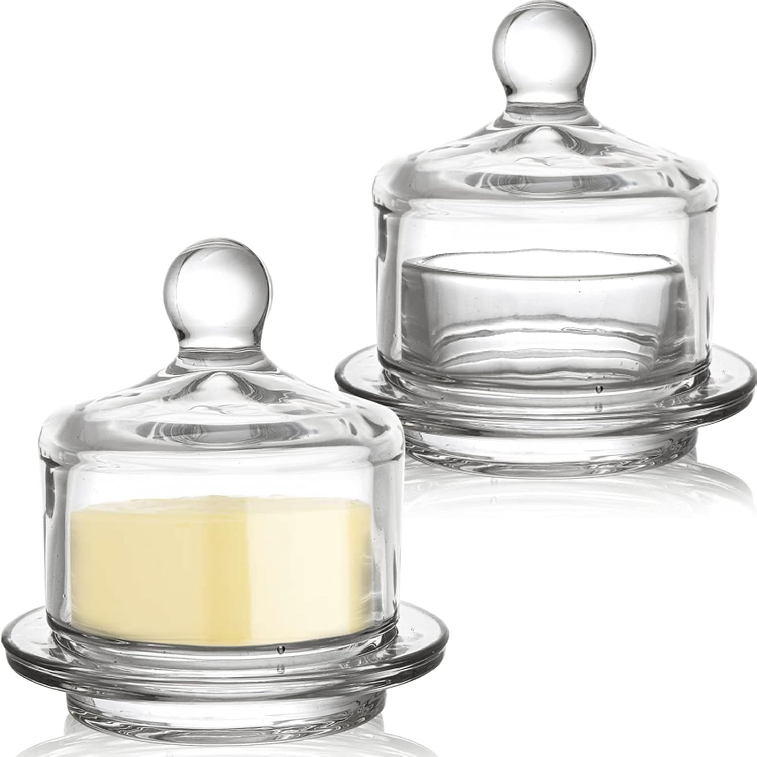 Dicunoy 2 Pack Glass Butter Dishes with Lid, Small Round Butter Keeper, Clear Butter Serving Cont... | Amazon (CA)