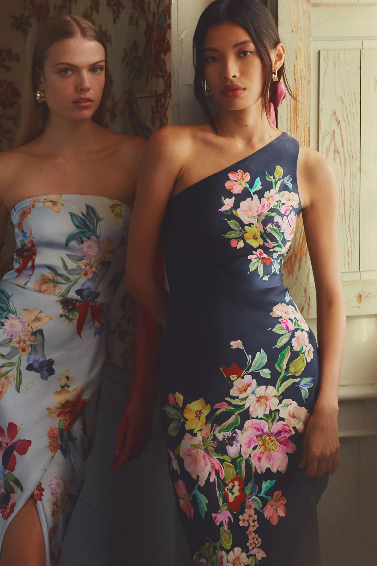 BHLDN Stretch Satin One-Shoulder Side-Slit Maxi Dress | Anthropologie (US)