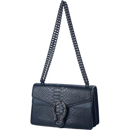 Borke Crossbody Shoulder Evening Bag for Women - Snake Printed Leather Messenger Bag Chain Strap Clu | Walmart (US)