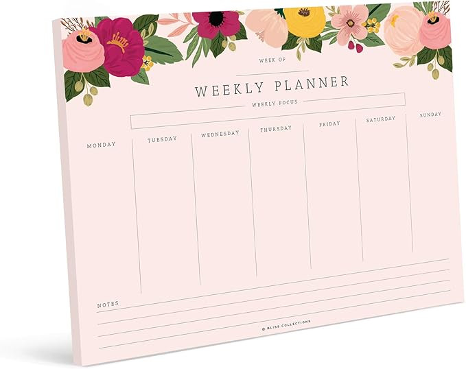 Bliss Collections Weekly Planner with 50 Undated Tear Off Sheets, 8.5x11 Blush Floral Calendar, O... | Amazon (US)