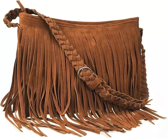  Women's Faux Suede Fringe Crossbody Purse Tassel Shoulder Bag  Hippie Boho Western Purse Nashville Country Concert Outfits (Brown,One  Size) : Clothing, Shoes & Jewelry