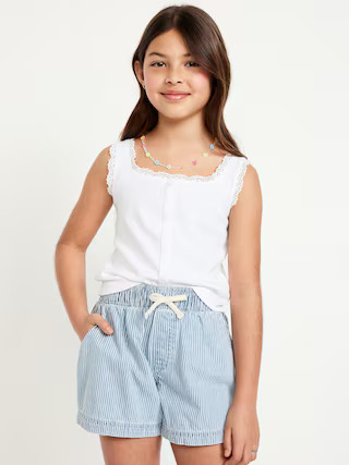 Fitted Button-Front Ribbed Tank Top for Girls | Old Navy (US)