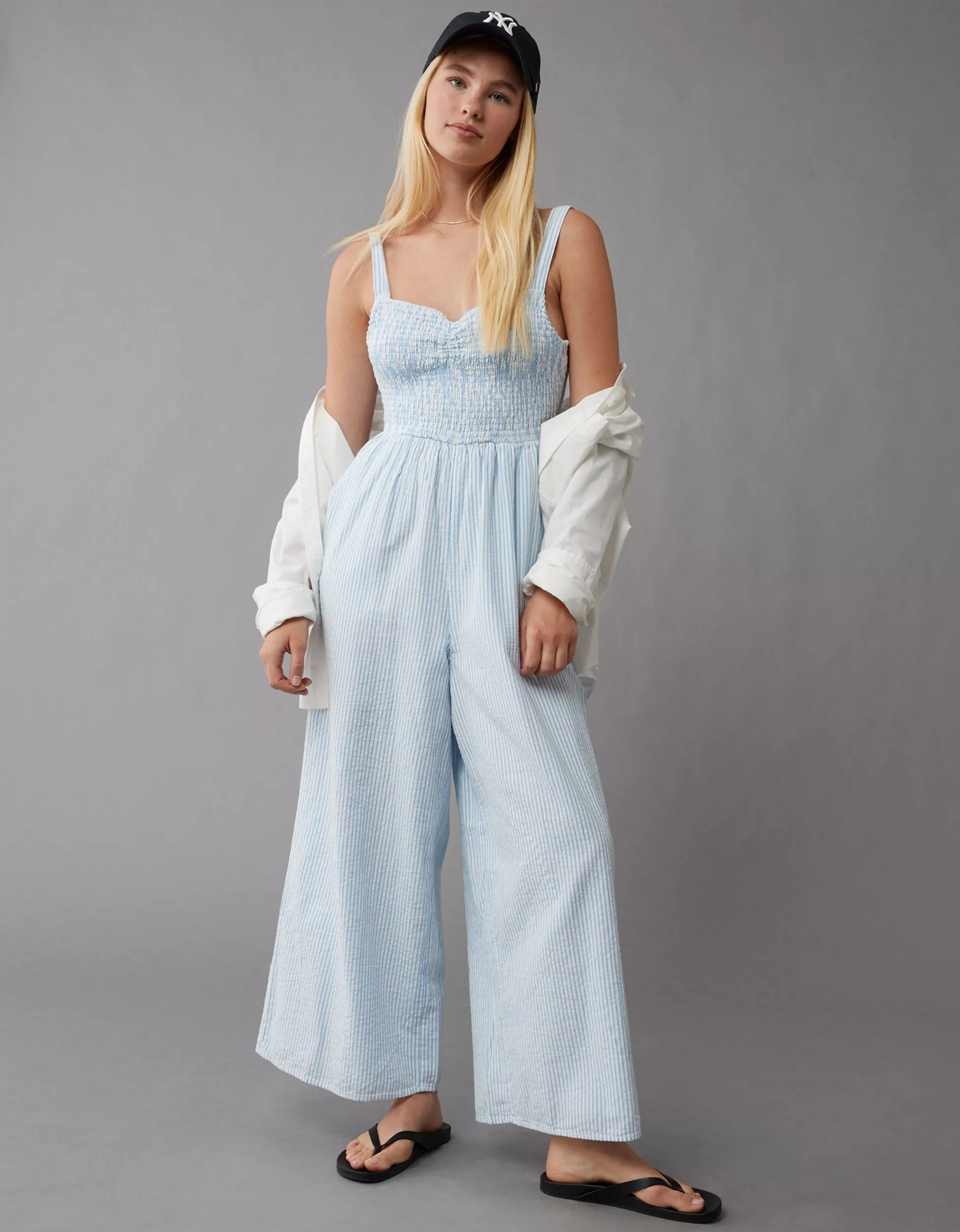 AE Sweetheart Smocked Jumpsuit | American Eagle Outfitters (US & CA)