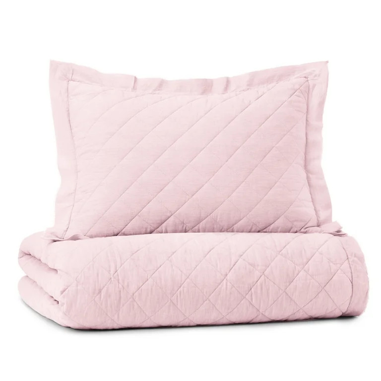 Gap Home Washed Frayed Edge Organic Cotton Quilt, Full/Queen, Blush | Walmart (US)