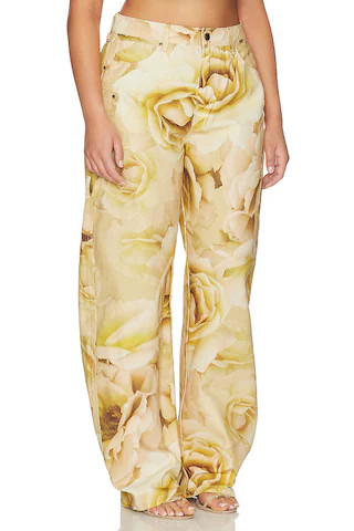The Hr Chippy Barrel Pant in Gold Rose Print | Revolve Clothing (Global)