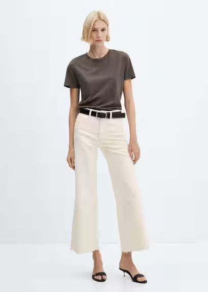 Mid waist culotte jeans -  Women | Mango USA | MANGO (US)