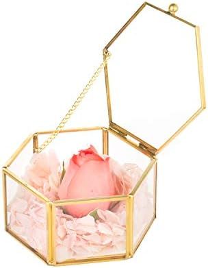 Feyarl Gold Jewelry Trinket Glass Box Ornate Ring Earring Box Preserved Flower Glass Box Decorati... | Amazon (US)