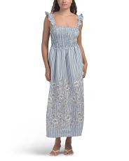 Smocked Ruffle Sleeve Maxi Dress | TJ Maxx