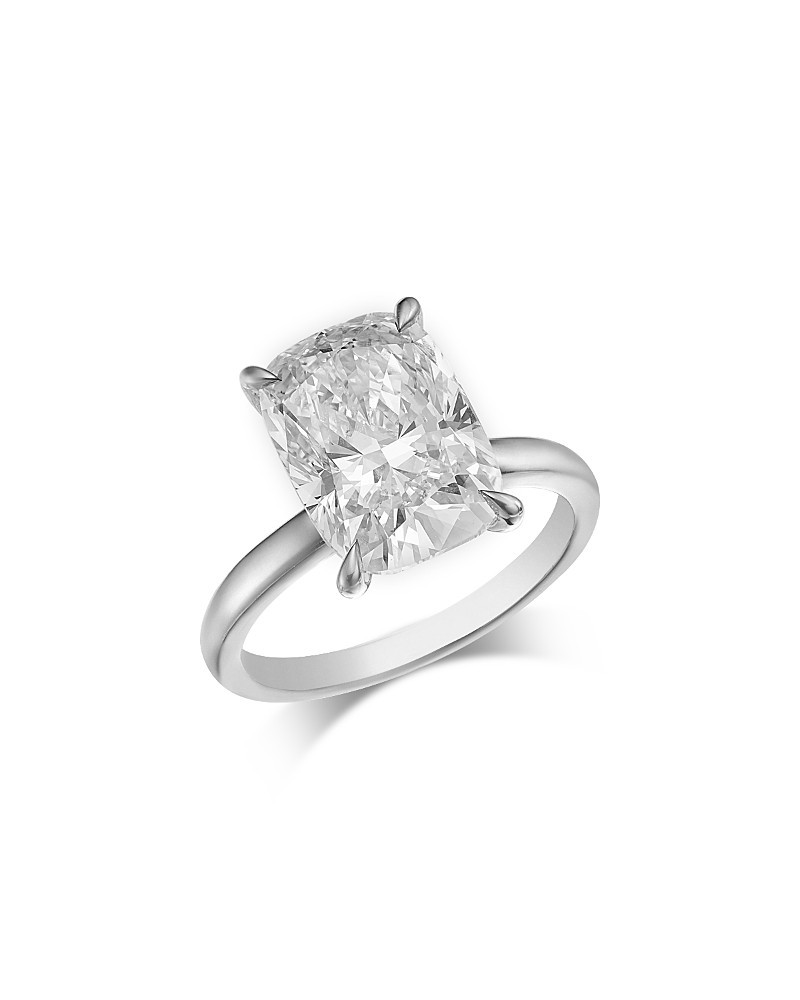Bloomingdale's Certified Lab Grown diamond elongated cushion engagement ring from the Luxe Collection in 18K Gold, 5.0 ct. t. w. | Bloomingdale's (US)