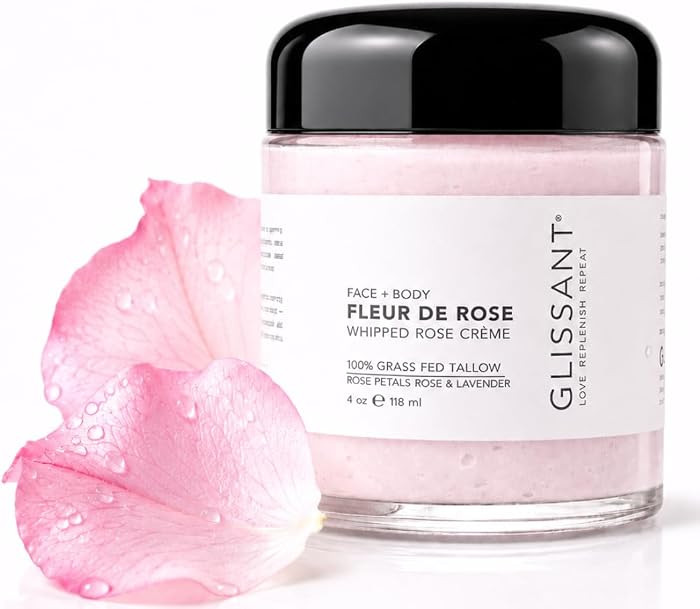 GLISSANT Rose Tallow Cr\u00e8me with Lavender | Grass-Fed Whipped Beef Tallow for Face + Body | M... | Amazon (US)