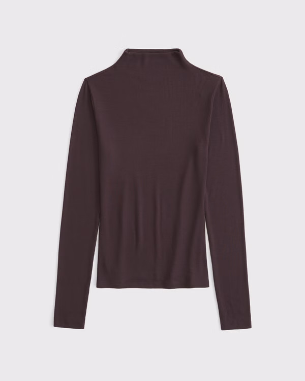 Women's Long-Sleeve Rib Mockneck Top | Women's New Arrivals | Abercrombie.com | Abercrombie & Fitch (US)