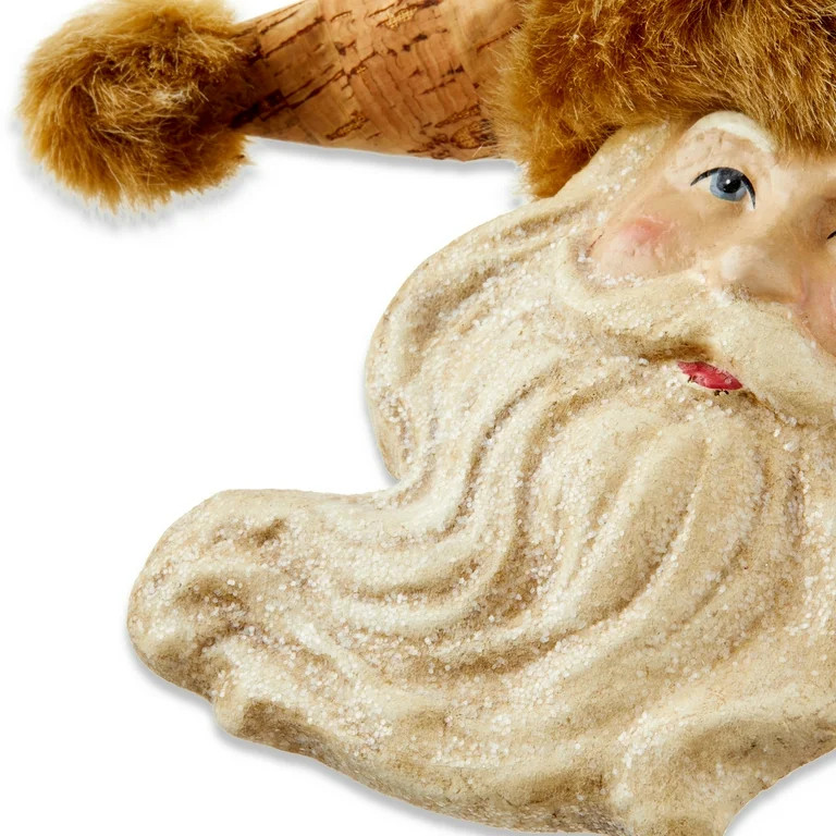 Brown & White Fur Trim Santa Claus Christmas Ornament, 6.69 in, by Holiday Time | Walmart (US)