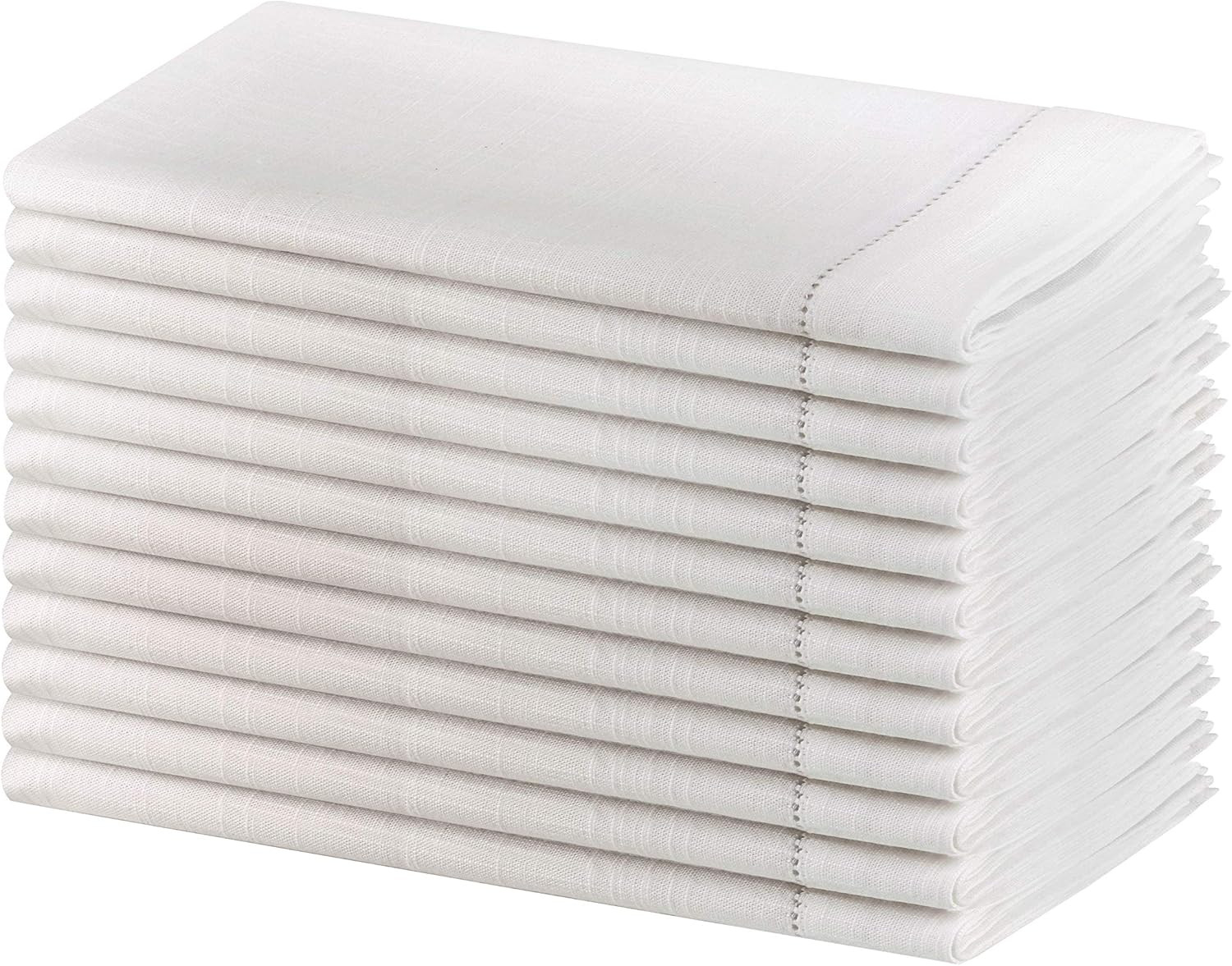 Sweet Needle - Pack of 12 - Slub Cotton Handmade Designer Ladder Lace Hemstitched Napkins 50 CM x... | Amazon (UK)