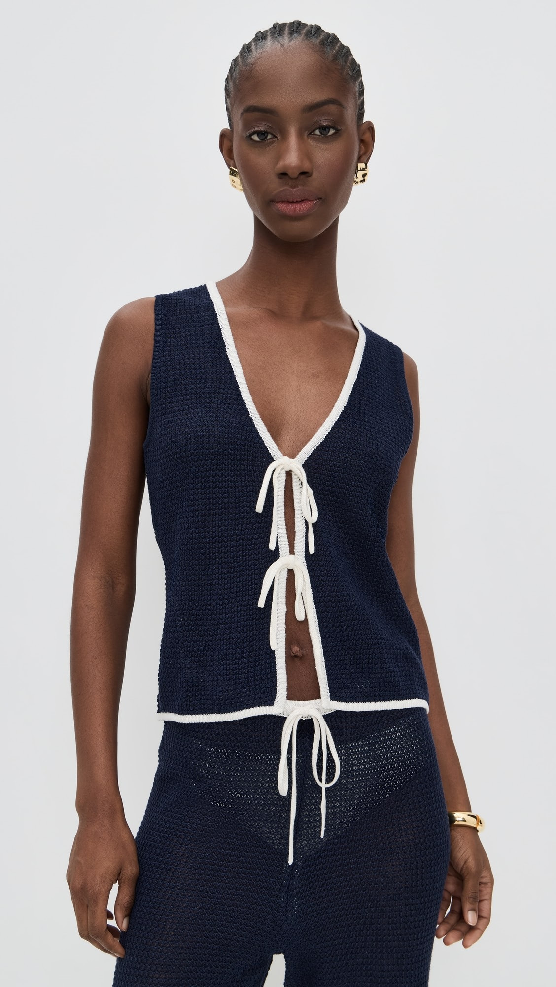 Linen Knit Tie Front Tank | Shopbop