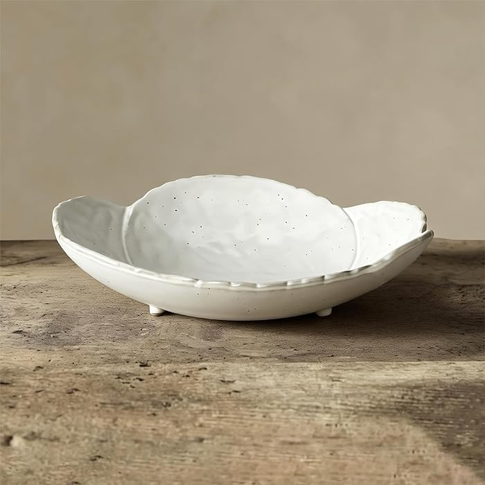 10-Inch Rustic-Chic Ceramic Serving Bowl - Unique Petal Shape Stoneware Platter for Home Decor & ... | Amazon (US)