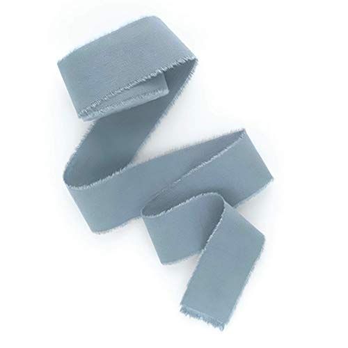 Dusty blue ribbon 1/2" 1" 2" 3 inch wide 5yd cotton Frayed edges hand dyed for Rustic wedding inv... | Amazon (US)