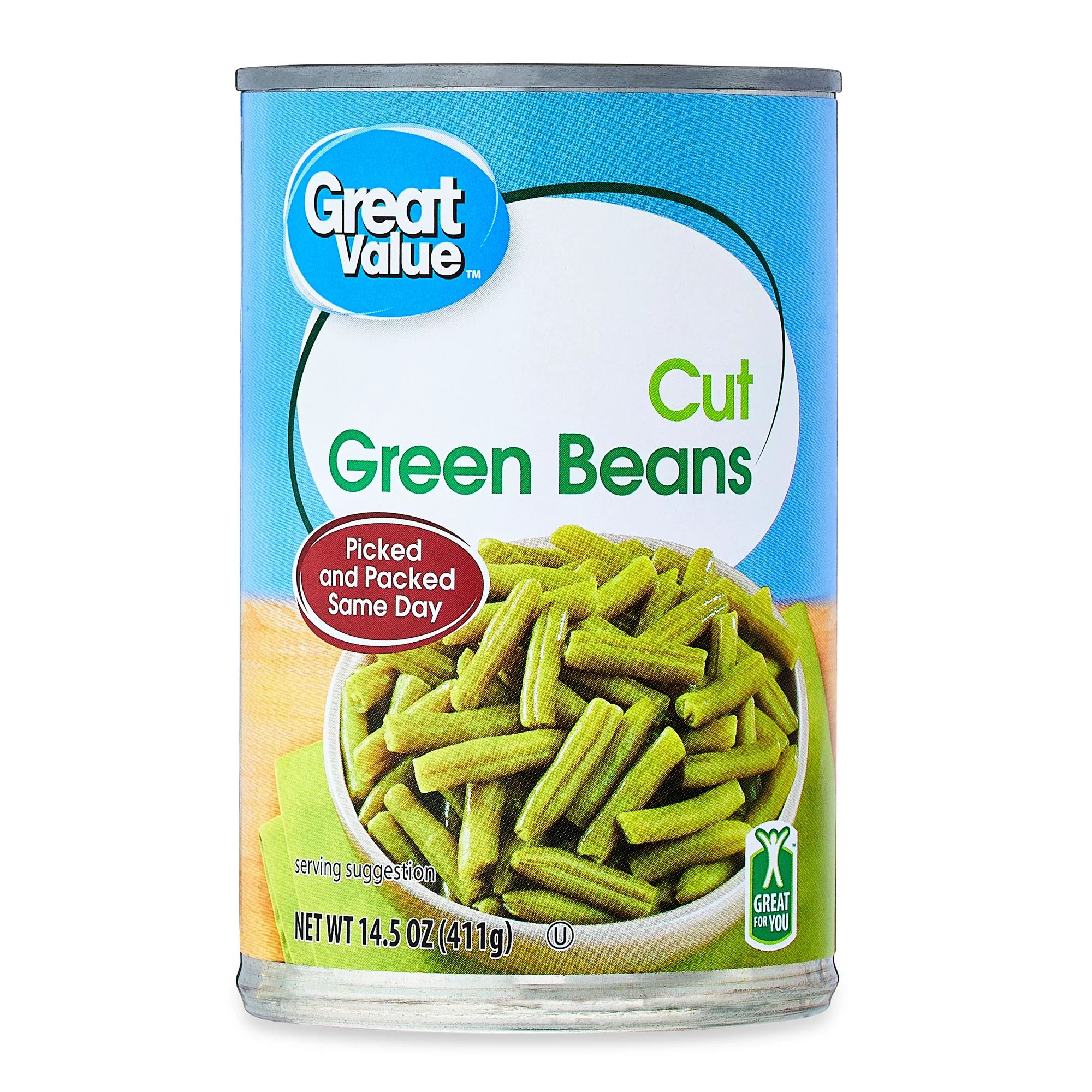Great Value Cut Green Beans, Canned Green Beans, 14.5 oz Can - Walmart.com | Walmart (US)