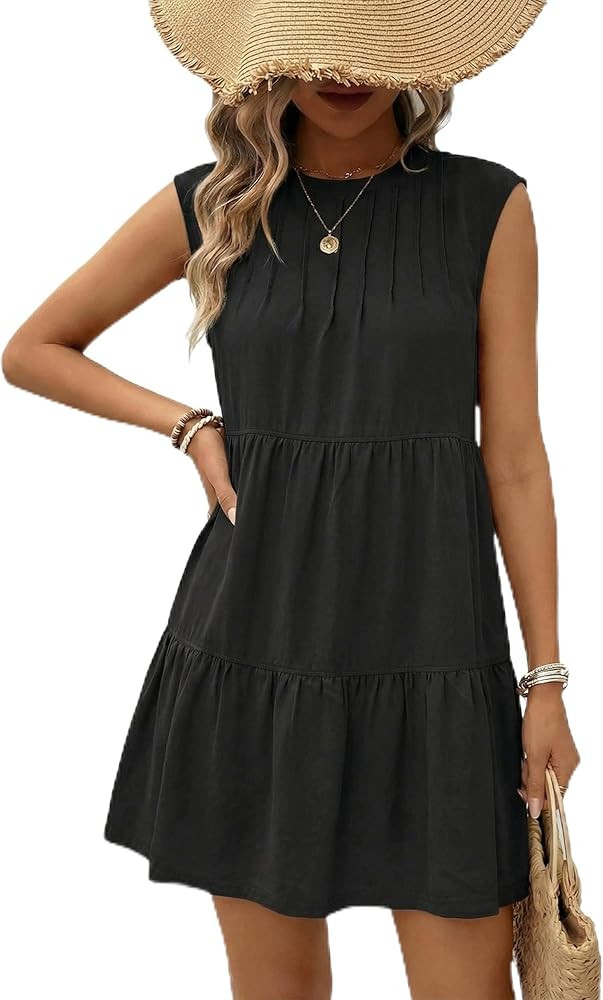 Acelitt Women's Summer Dresses 2026 Beach Casual Deep V Neck Loose Sundress Short Sleeve Mini Dre... | Amazon (US)