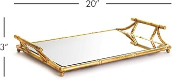 Napa Home & Garden Daphne Mirrored Premium Gold Decorative Table Tabletop Tray w/Raised Handles G... | Amazon (US)