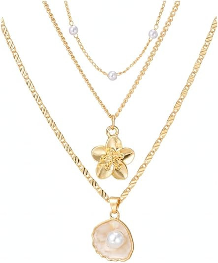 3Pcs Dainty Seashell Necklace Women Handmade Gold Plated Summer Beach Wear Adjustable Boho Cowrie... | Amazon (US)
