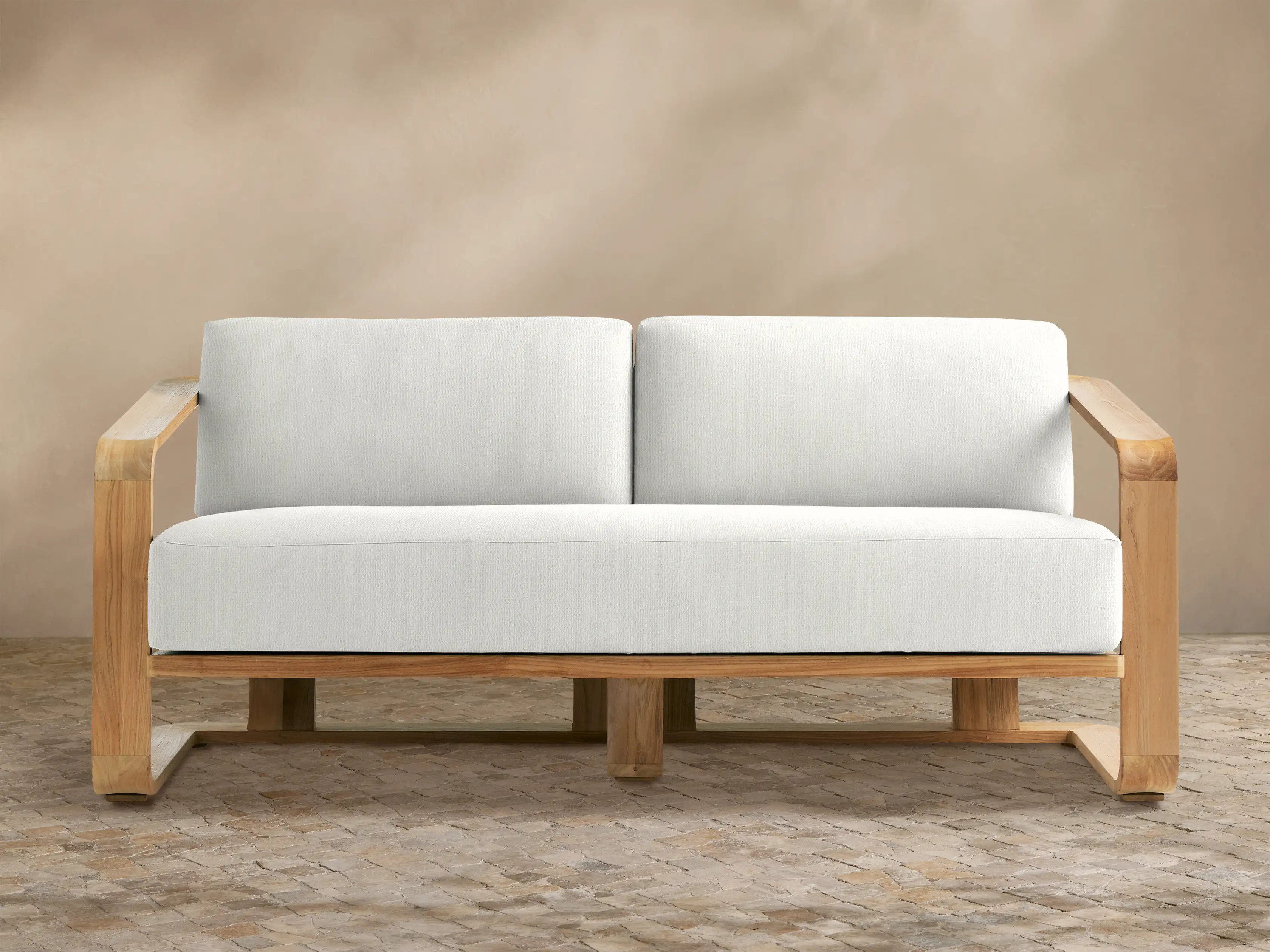 Sonoma Outdoor Teak Sofa in Savona Snow | Arhaus