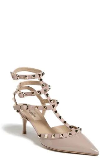 Women's Valentino Garavani Rockstud Pointy Toe Pump, Size 5.5US / 35.5EU - Beige | Nordstrom