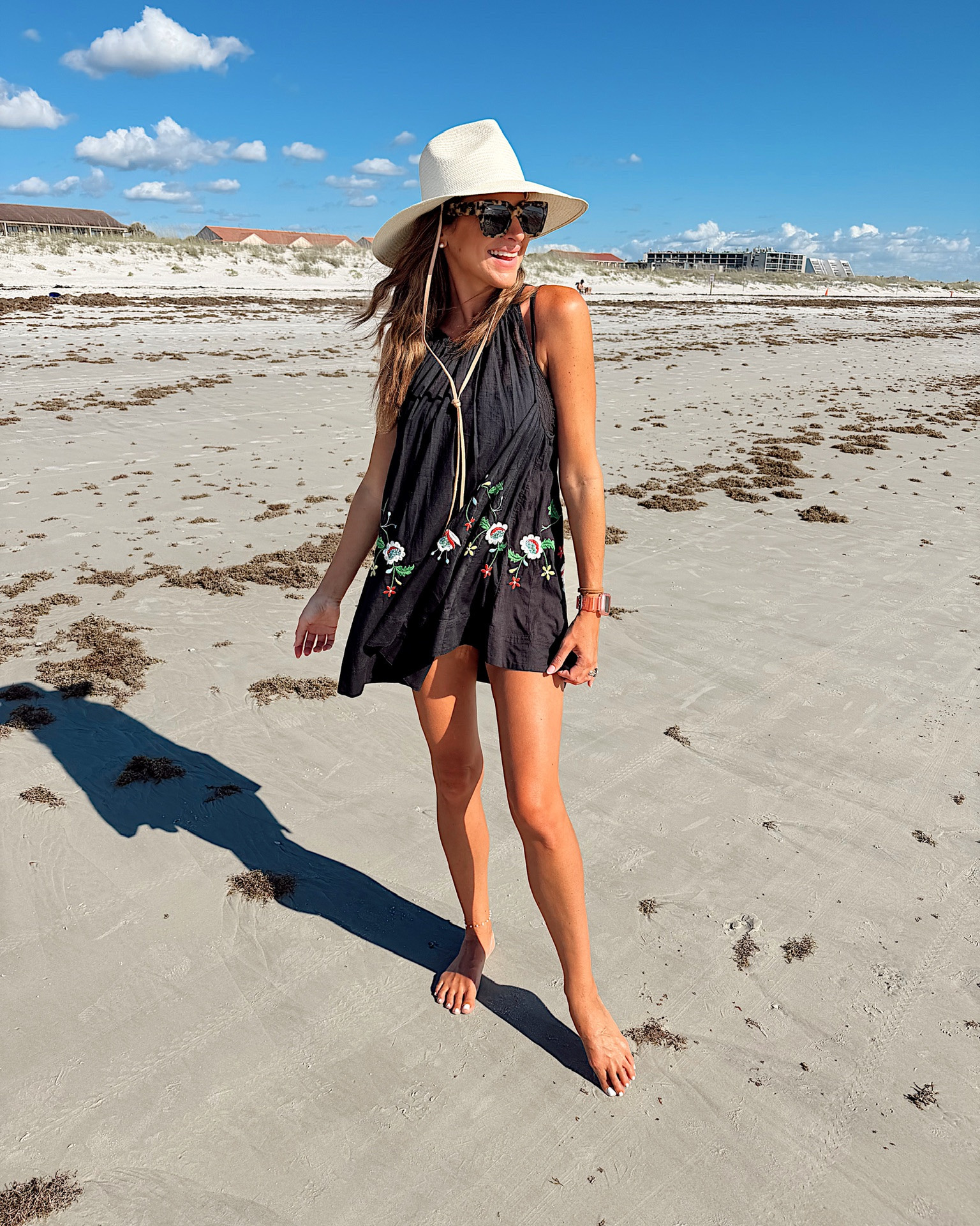 Beach vacation ootd! In a small dress, medium swim underneath, hat, sunglasses and accessories- fits tts.

#LTKTravel #LTKSwim #LTKootd