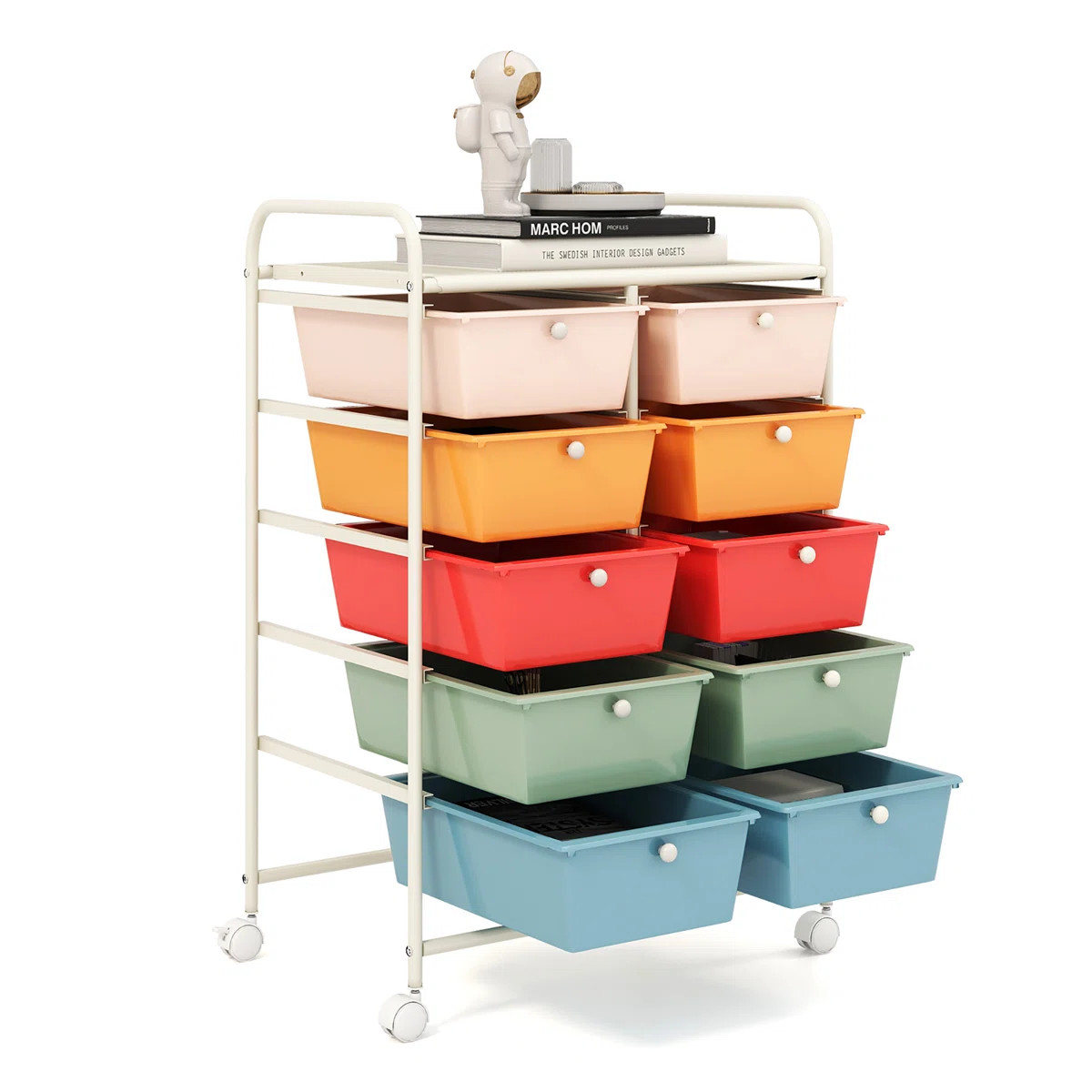 Milin 10 Drawer Storage Drawer with Locking Wheels | Wayfair North America