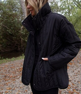 x Cella Jane Blog Woven Quilted Stand Collar Dropped Long Sleeve Button Front Jacket | Dillard's