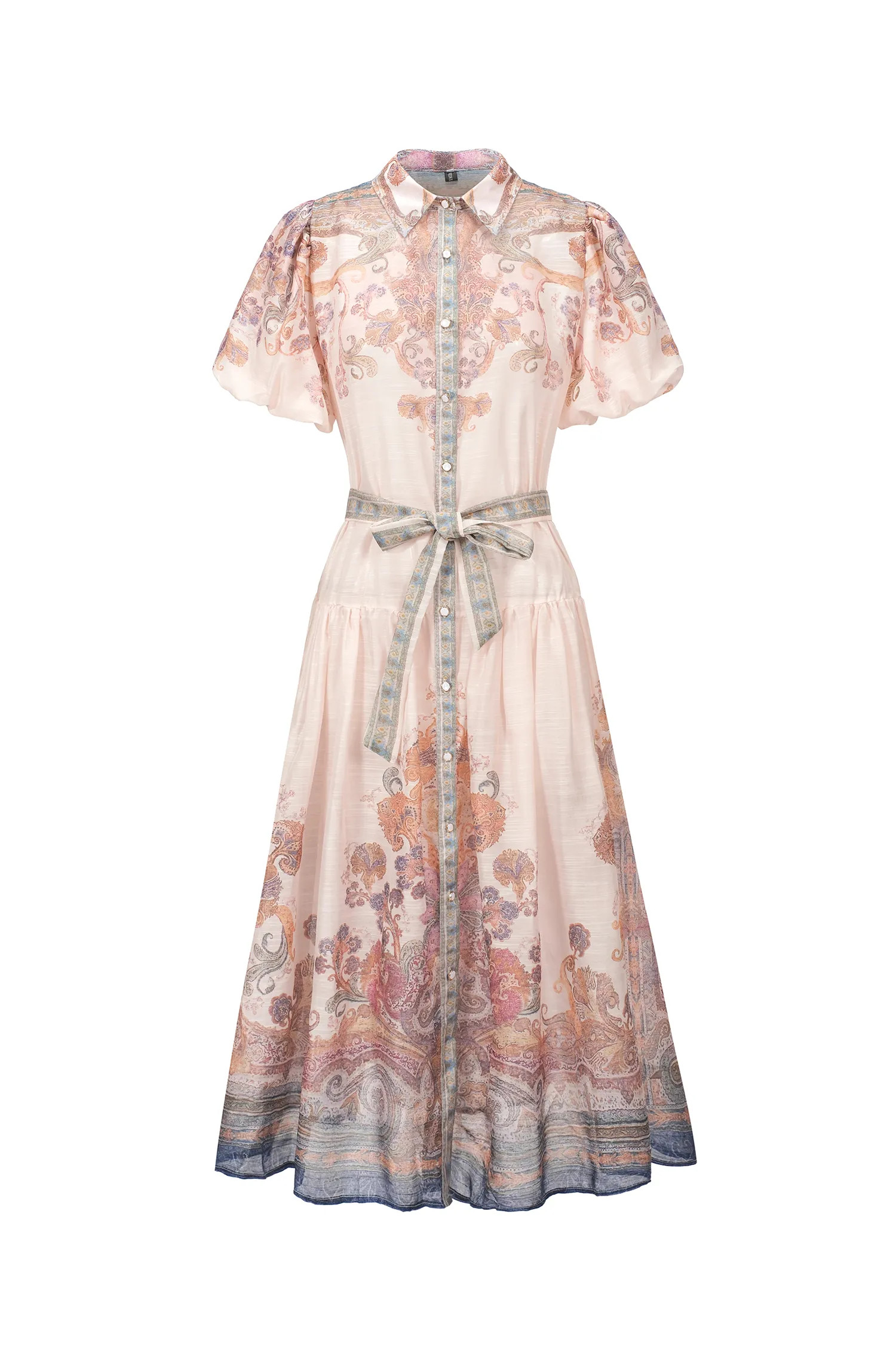 Tusare Lapel Floral Printed Midi Dress | Bellabarnett Affiliate Marketing