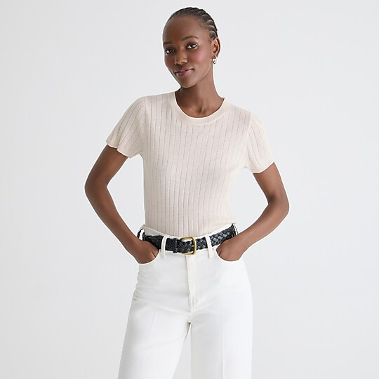Silk-cashmere cropped T-shirt | J. Crew US