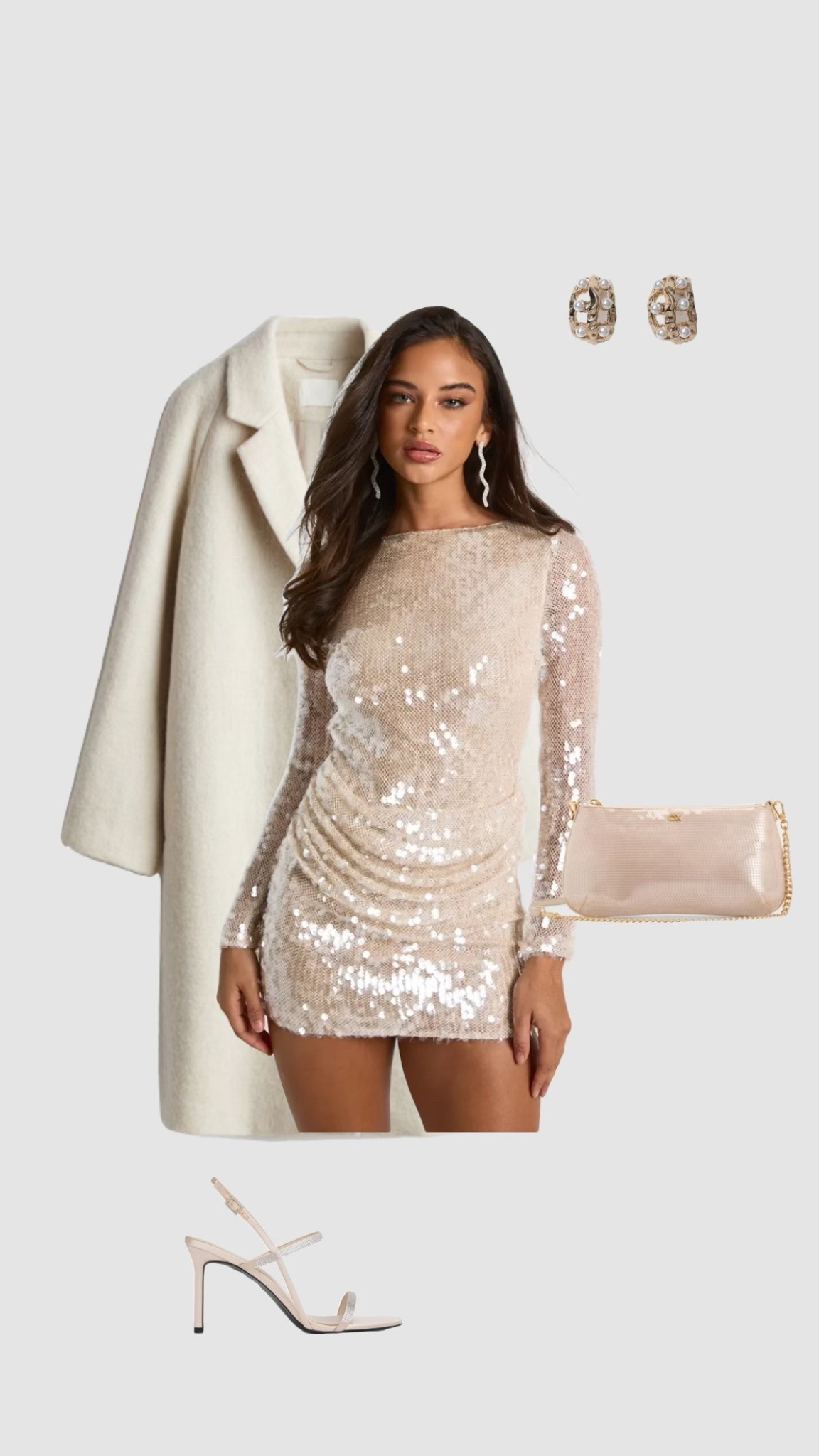 Use code JESSIEFIR for extra £££ off Boohoo (discount works on sale items) 

Get 15% off Charles & Keith with code - COMAMBW15-ISMQW9CEVA

Christmas Sequin Party Dress Outfit 

• going out outfits night out date night uk fashion New Year’s Eve longline coat heels evening outfits club clubbing cream champagne dress pink embellished nude clutch bag  •

#LTKfestive #LTKpartywear #LTKCyberWeek
