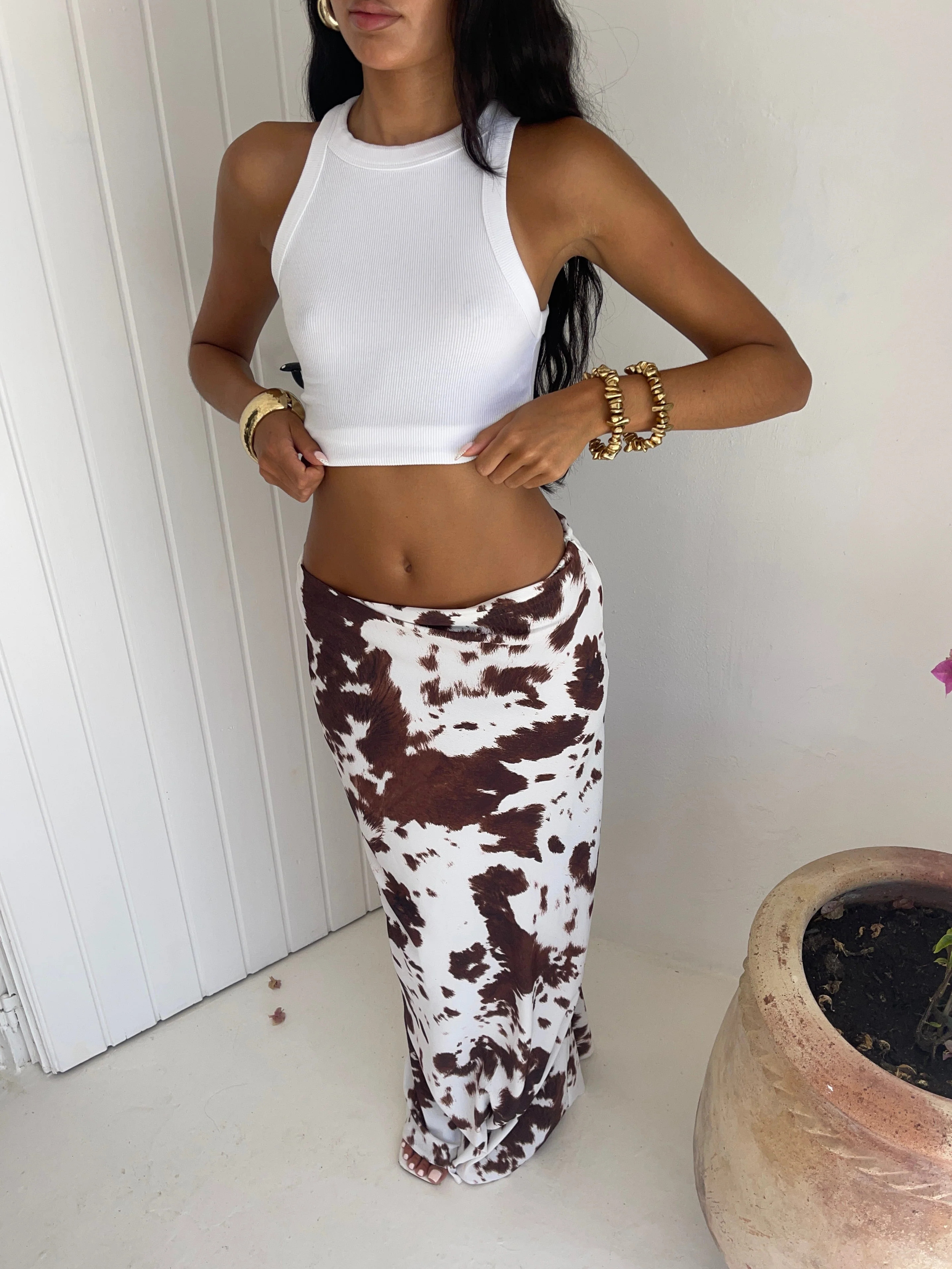 Texas Cow Print Marina Maxi Skirt | Lola Rae Fashion