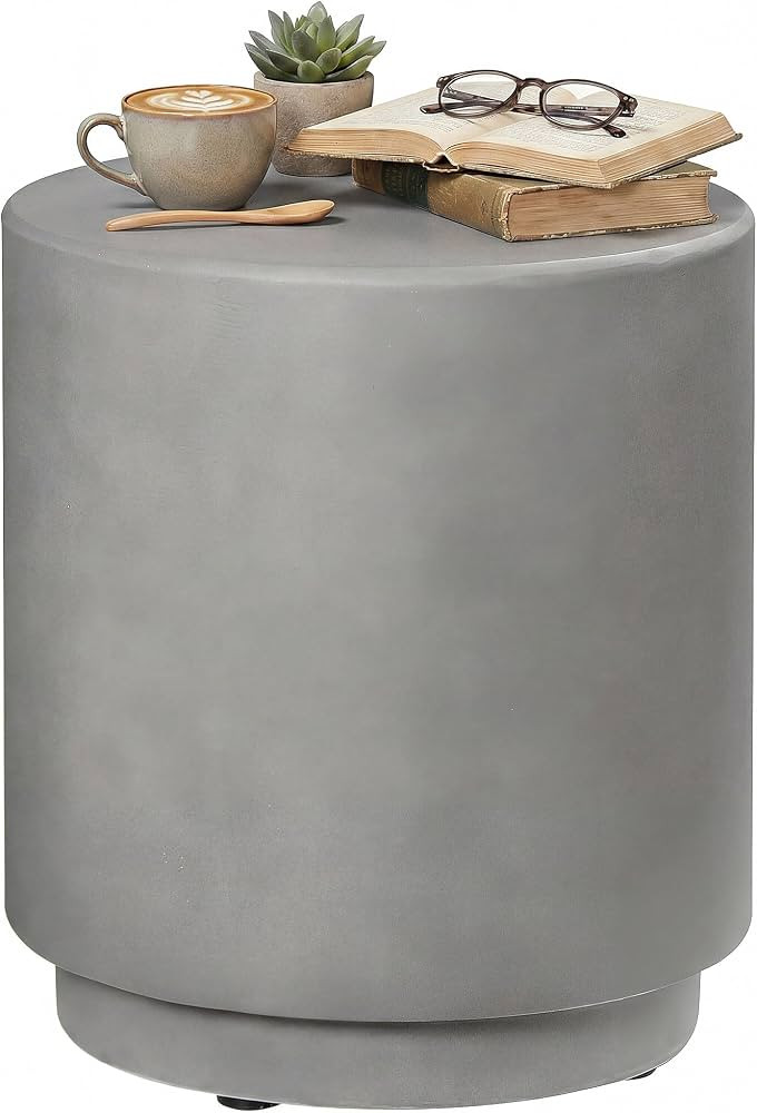 HOMCOM Outdoor Side Table, Round Small End Table with Concrete Finish for Indoor, Patio, Backyard... | Amazon (US)