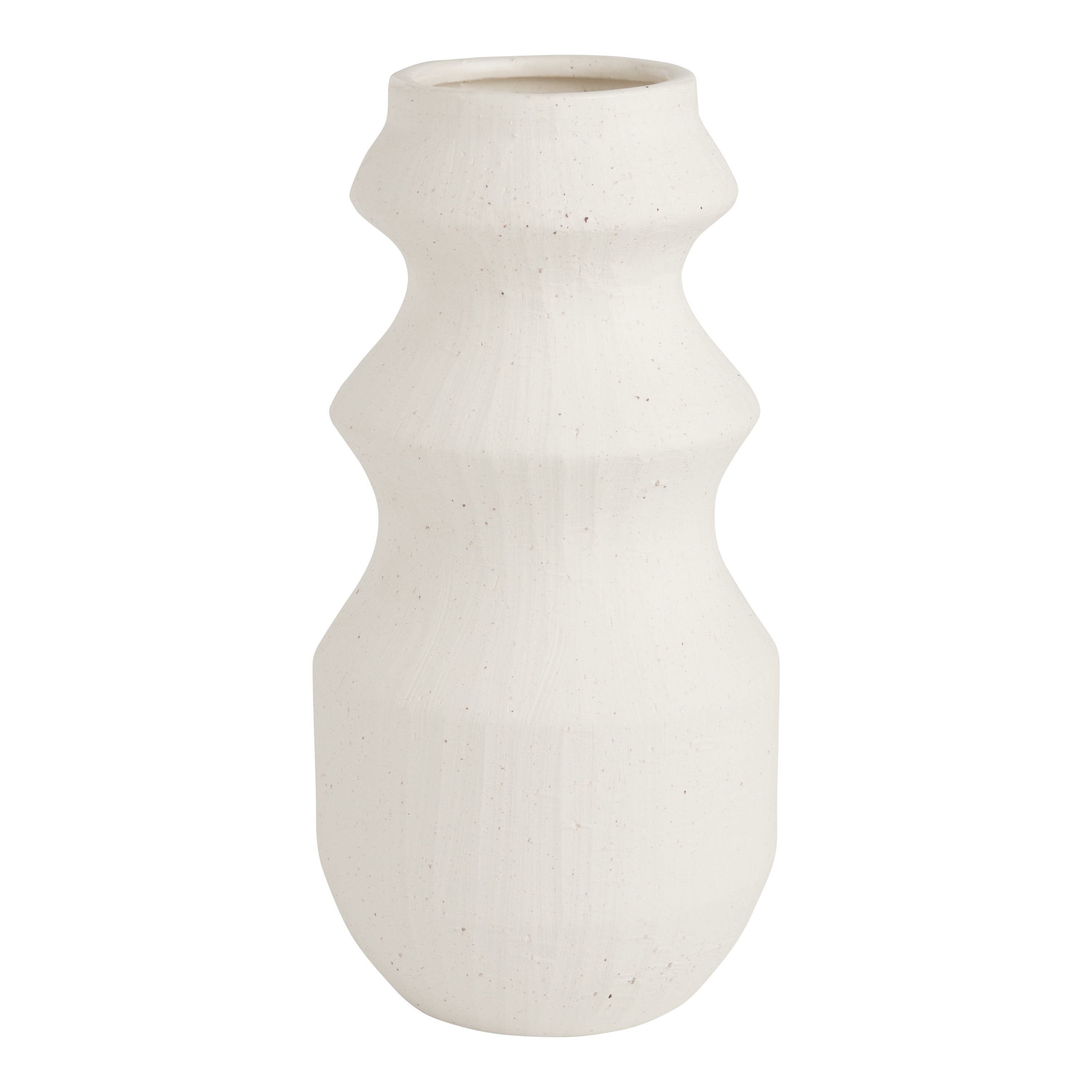 Matte White Ceramic Speckled Stacked Vase | World Market