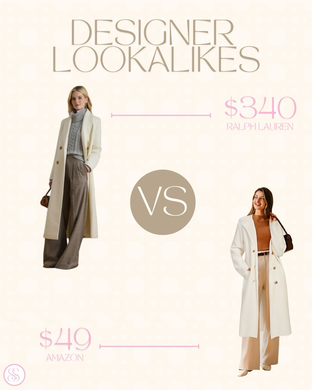 The Best Amazon Designer Lookalikes | Quiet Luxury Coats + Jackets 🤍

Swipe ➡️ for 10 Amazon designer lookalikes that feel luxe, polished, and designer-coded — without the splurge.
Every single one has that Tuckernuck-meets-Sezane-meets-Ralph-Lauren vibe we love.

These pieces give:
• Luxe wool-blend look ✨
• Quilted equestrian feel 🐎
• Cape-coat drama ✅
• Polished preppy winter style ❄️
• Effortless quiet-luxury energy 🤍

Bookmark this edit — these always move fast once they trend.

Tap to shop each designer-inspired jacket + coat 🧥🤍

Amazon coat outfit, Amazon jacket lookalike, quiet luxury coats, fall capsule wardrobe, winter outfit ideas, equestrian style, preppy winter fashion, Amazon holiday outfits, Tuckernuck jacket dupe, Toteme cape look, Sezane coat look for less, quilted barn coat

#AmazonFinds #LookForLess #PreppyStyle #RalphLauren #WinterJacket #WinterCoat



#LTKFindsUnder100 #LTKWorkwear #LTKSeasonal