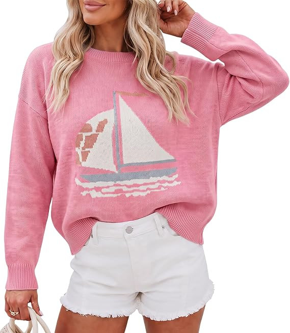 Cicy Bell Womens Fish Graphic Sweaters Lightweight Knit Crewneck Pullover | Sardine Animal Patter... | Amazon (US)