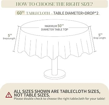 BYDOLL Table Cloth Round 60 Inch Fits Max50 Inch Diameter Table Top,Navy Blue Washable Outdoor Wi... | Amazon (US)