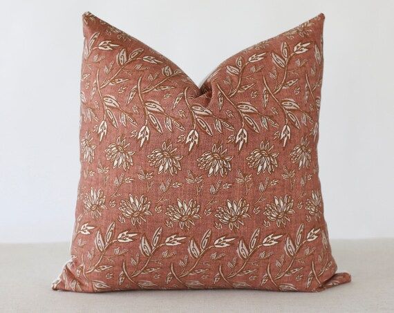 Terracotta Pillow Cover, Floral Pillow Covers 20x20, Spring Pillow Covers 18x18, Botanical Flower... | Etsy (US)