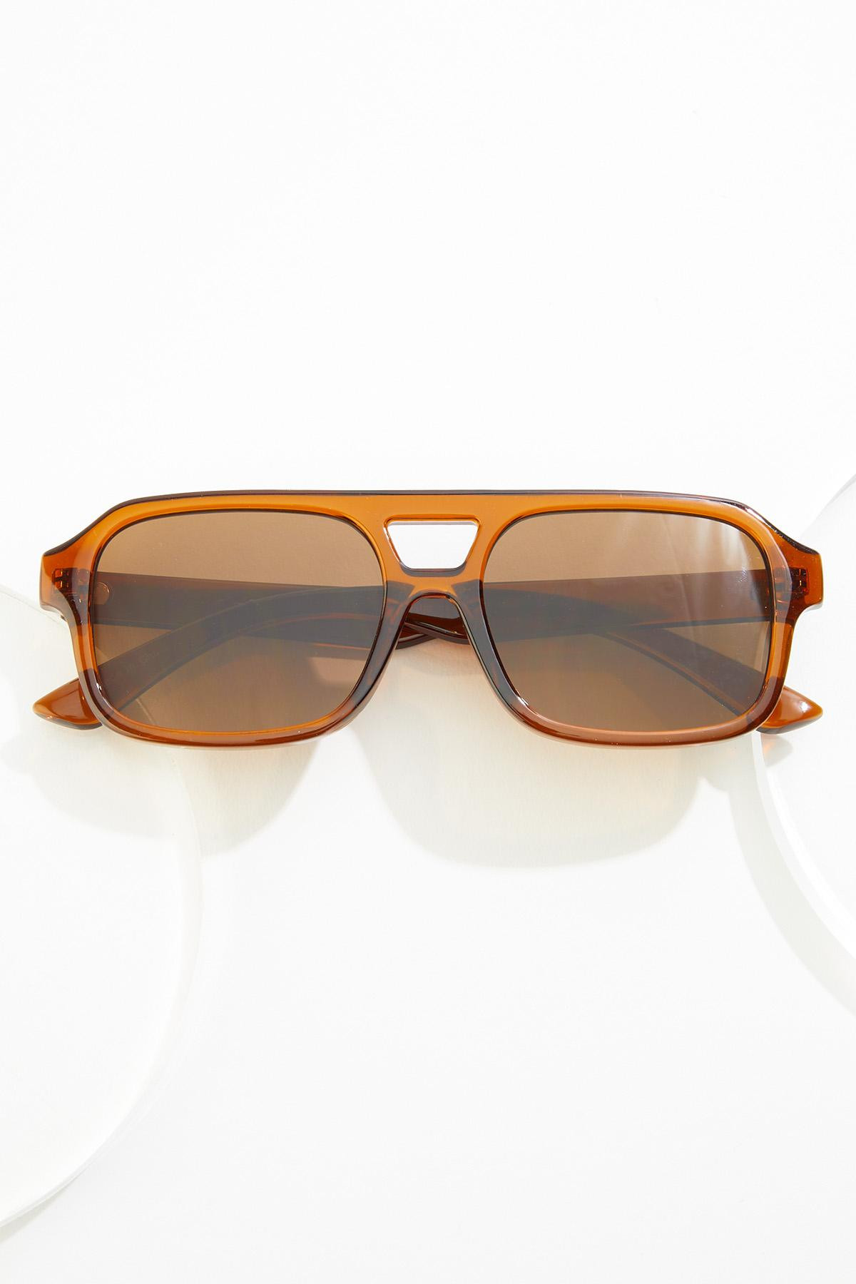 Brown Plastic Aviator Sunglasses | Cato Fashions